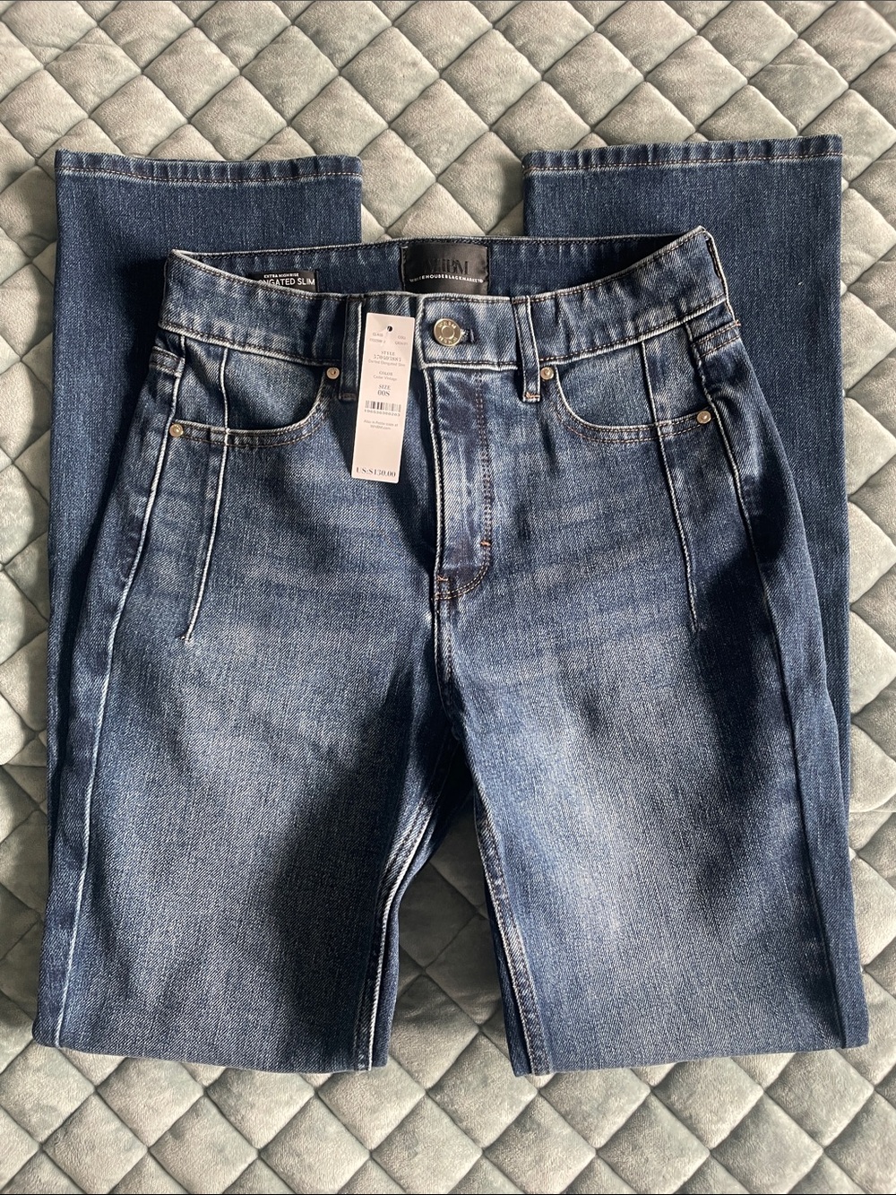 White House Black Market Women's Straight Leg Jeans in Washed Blue